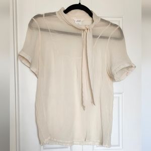 Sheer Silk Vintage-Style Cream Blouse